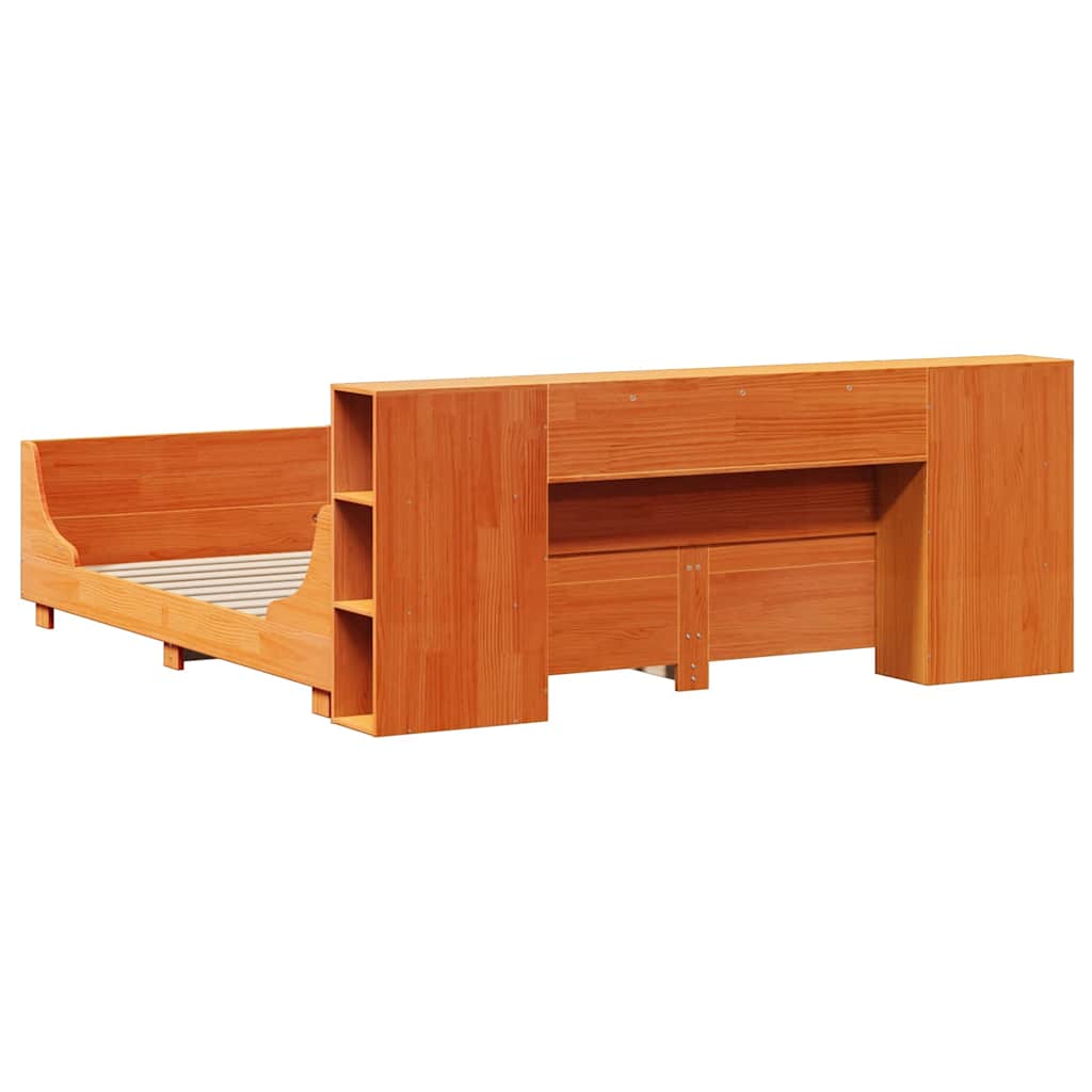 Σκελετός Κρεβ. Χωρίς Στρώμα Καφέ Κεριού 200x200 εκ Μασίφ Πεύκο