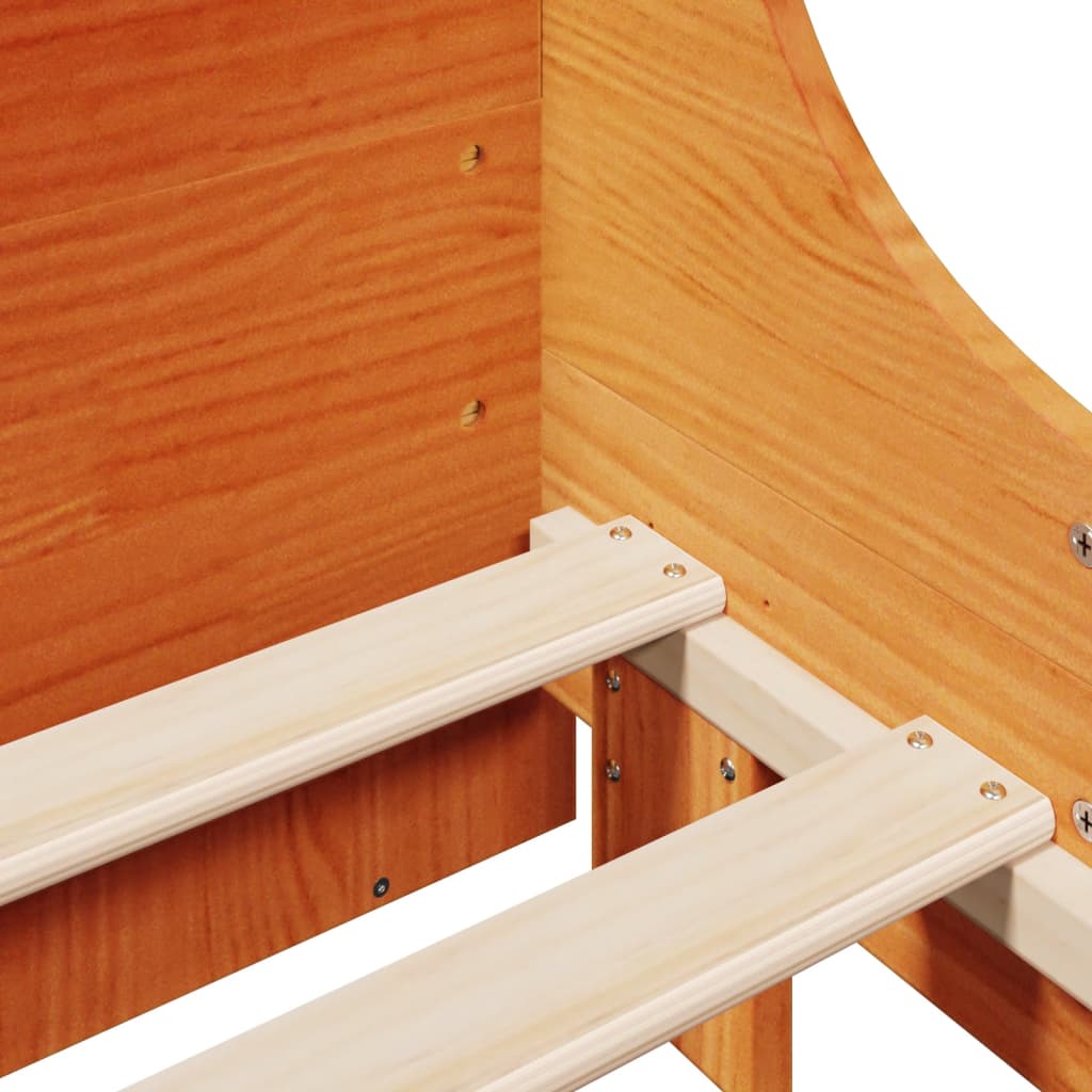 Σκελετός Κρεβ. Χωρίς Στρώμα Καφέ Κεριού 200x200 εκ Μασίφ Πεύκο