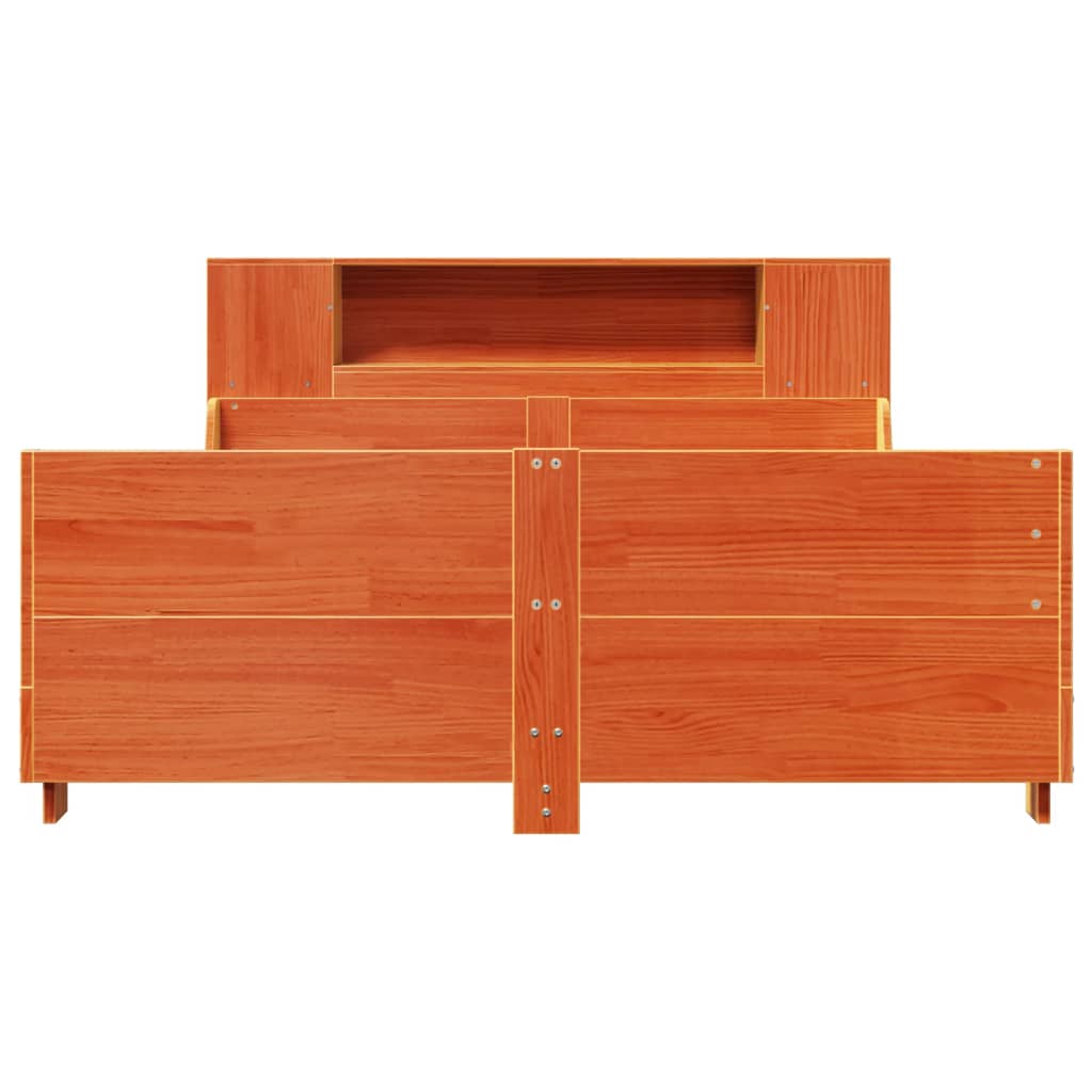 Σκελετός Κρεβατιού Χωρίς Στρώμα Καφέ 140x190 Μασίφ Ξύλο Πεύκου