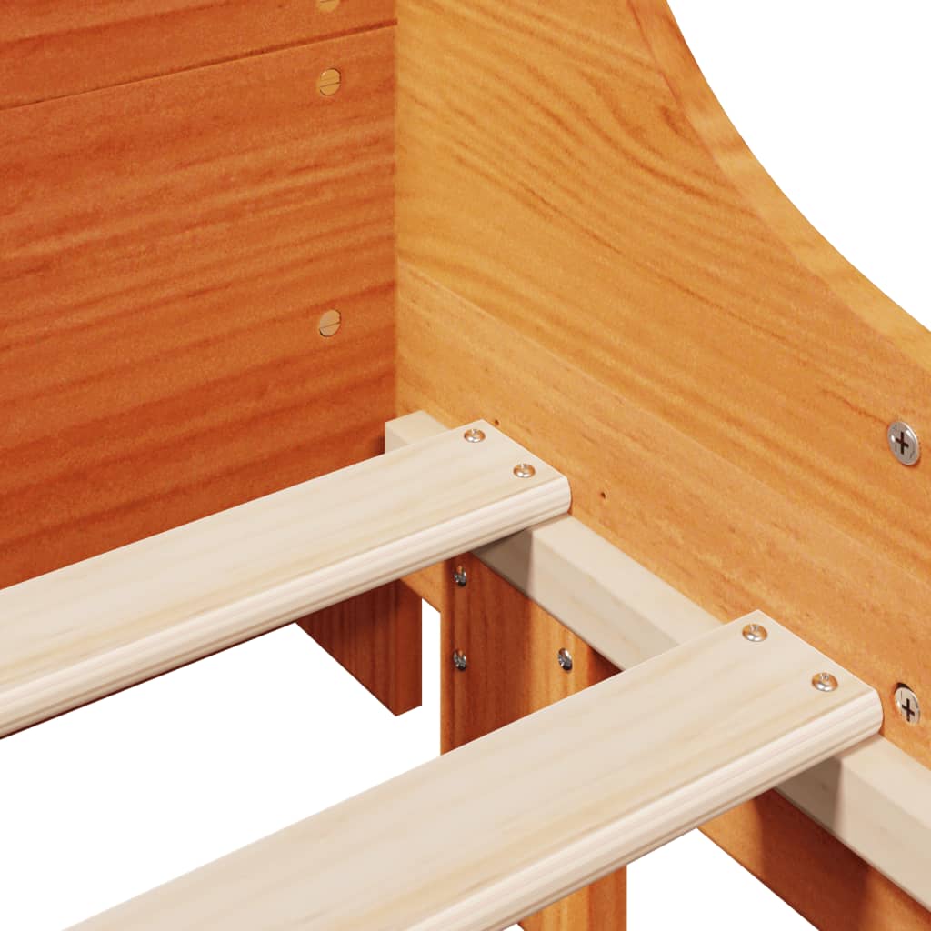 Σκελετός Κρεβ. Χωρίς Στρώμα Καφέ Κεριού 75x190 εκ Μασίφ Πεύκο