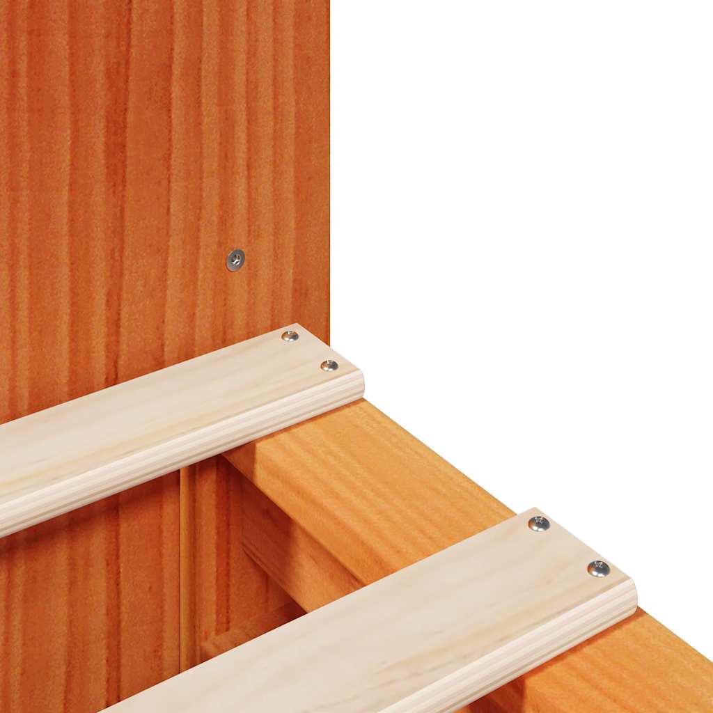 Κρεβάτι Βιβλιοθήκη Χωρίς Στρώμα Καφέ 150x200 εκ Μασίφ Πεύκο