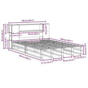 Κρεβάτι Βιβλιοθήκη Χωρίς Στρώμα Λευκό 160x200 εκ Μασίφ Πεύκο