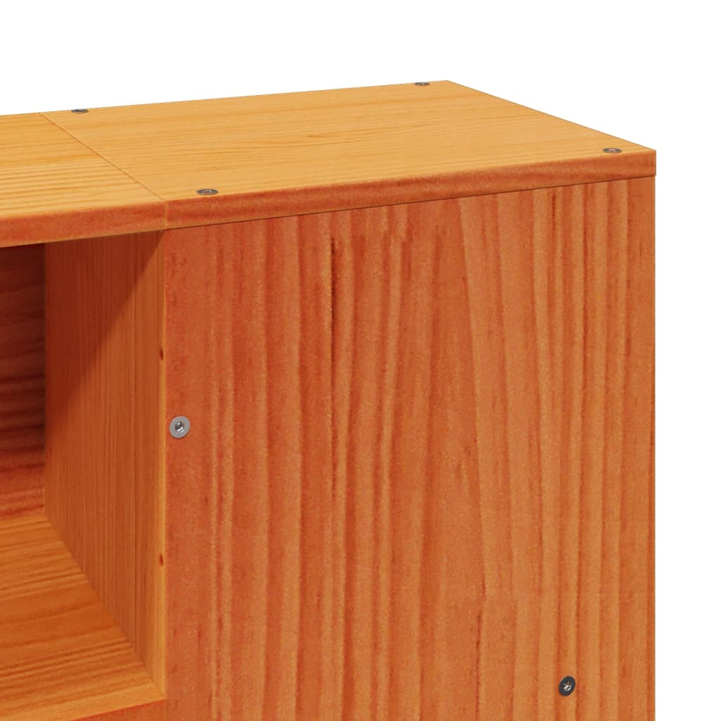 Κρεβάτι Βιβλιοθήκη Χωρίς Στρώμα Καφέ 135x190 εκ Μασίφ Πεύκο