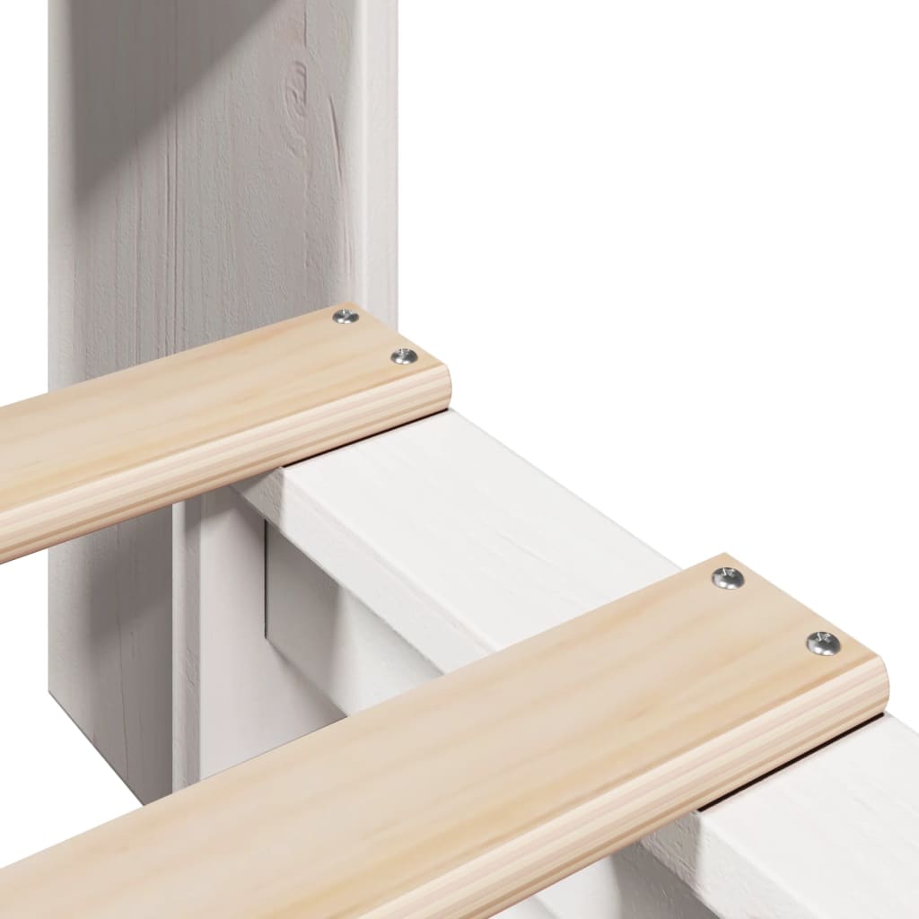 Κρεβάτι Βιβλιοθήκη Χωρίς Στρώμα Λευκό 90x200 εκ Μασίφ Πεύκο