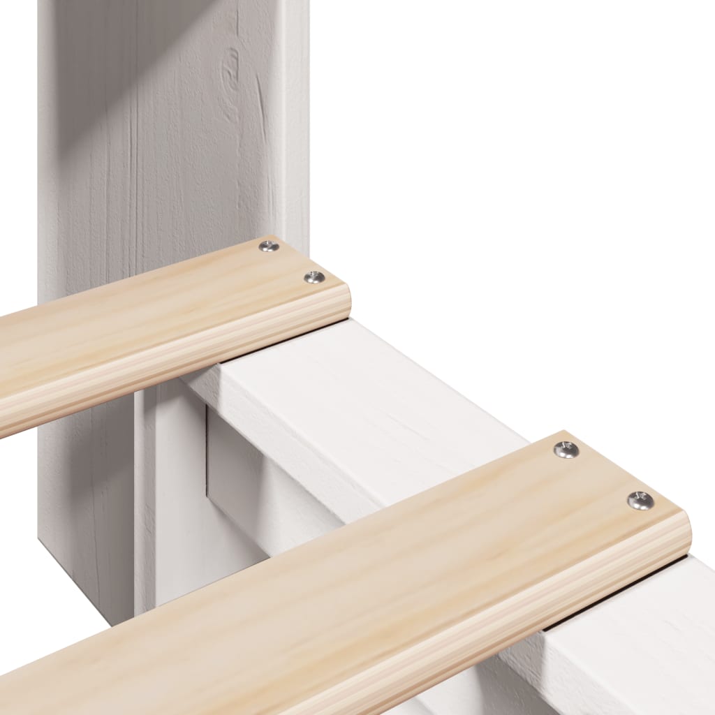 Κρεβάτι Βιβλιοθήκη Χωρίς Στρώμα Λευκό 75x190 εκ Μασίφ Πεύκο