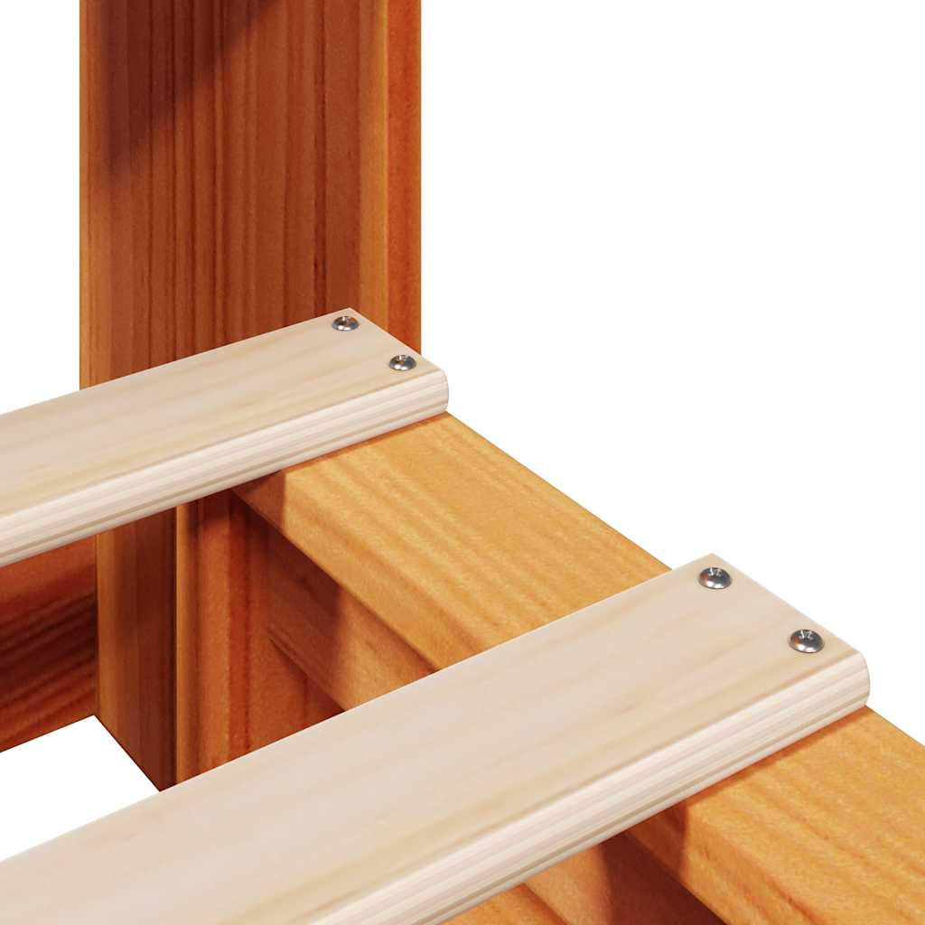 Κρεβάτι Βιβλιοθήκη Χωρίς Στρώμα Καφέ 100x200 εκ Μασίφ Πεύκο