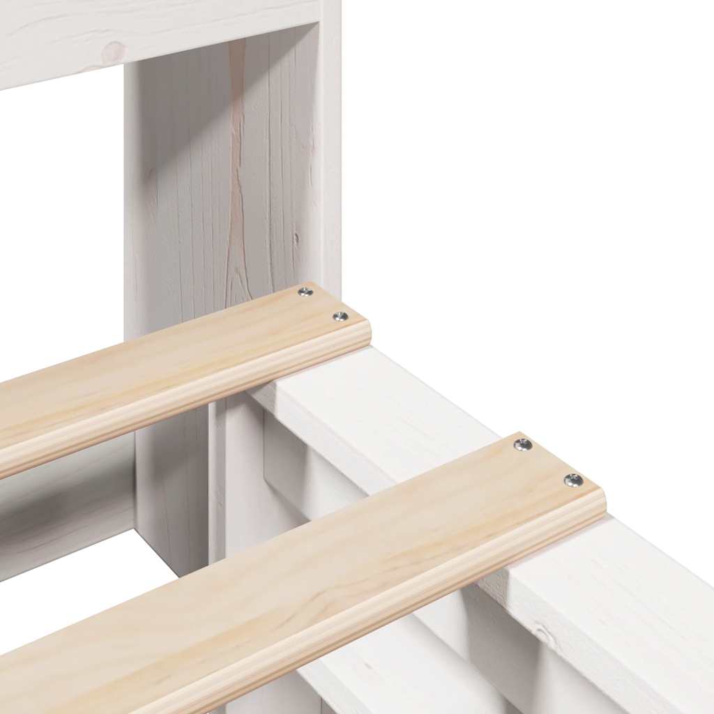 Κρεβάτι Βιβλιοθήκη Χωρίς Στρώμα Λευκό 140x200 εκ Μασίφ Πεύκο