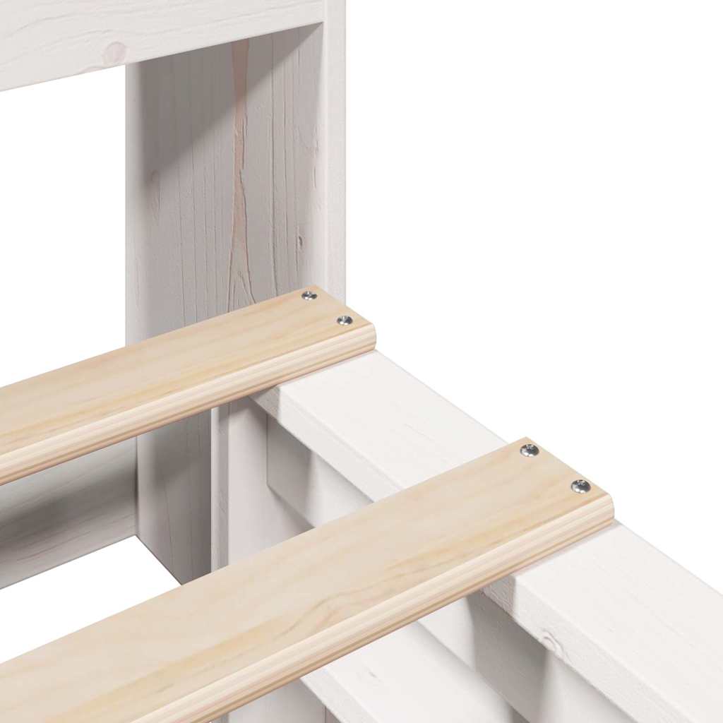 Κρεβάτι Βιβλιοθήκη Χωρίς Στρώμα Λευκό 140x190 εκ Μασίφ Πεύκο