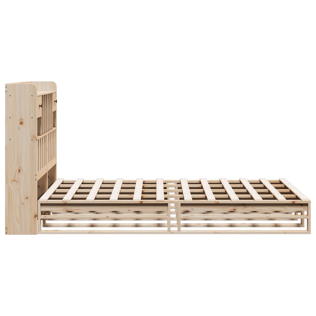 Κρεβάτι Βιβλιοθήκη Χωρίς Στρώμα 140x200 εκ Μασίφ Ξύλο Πεύκο