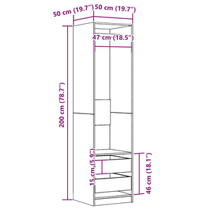 Ντουλάπα Όψη Παλαιού Ξύλου 50x50x200 εκ. από Επεξεργασμένο Ξύλο