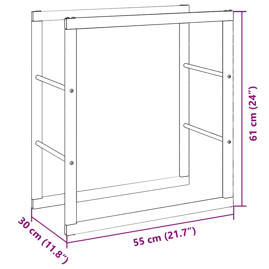 Ράφι Καυσόξυλων Μαύρο 55x30x61 εκ. Ατσάλινο