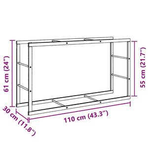 Ράφι Καυσόξυλων Μαύρο 110x30x61 εκ. Ατσάλινο - Pakobazaar