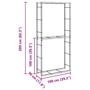 Ράφι για καυσόξυλα Μαύρο 100x30x209 cm Χάλυβας - Pakobazaar