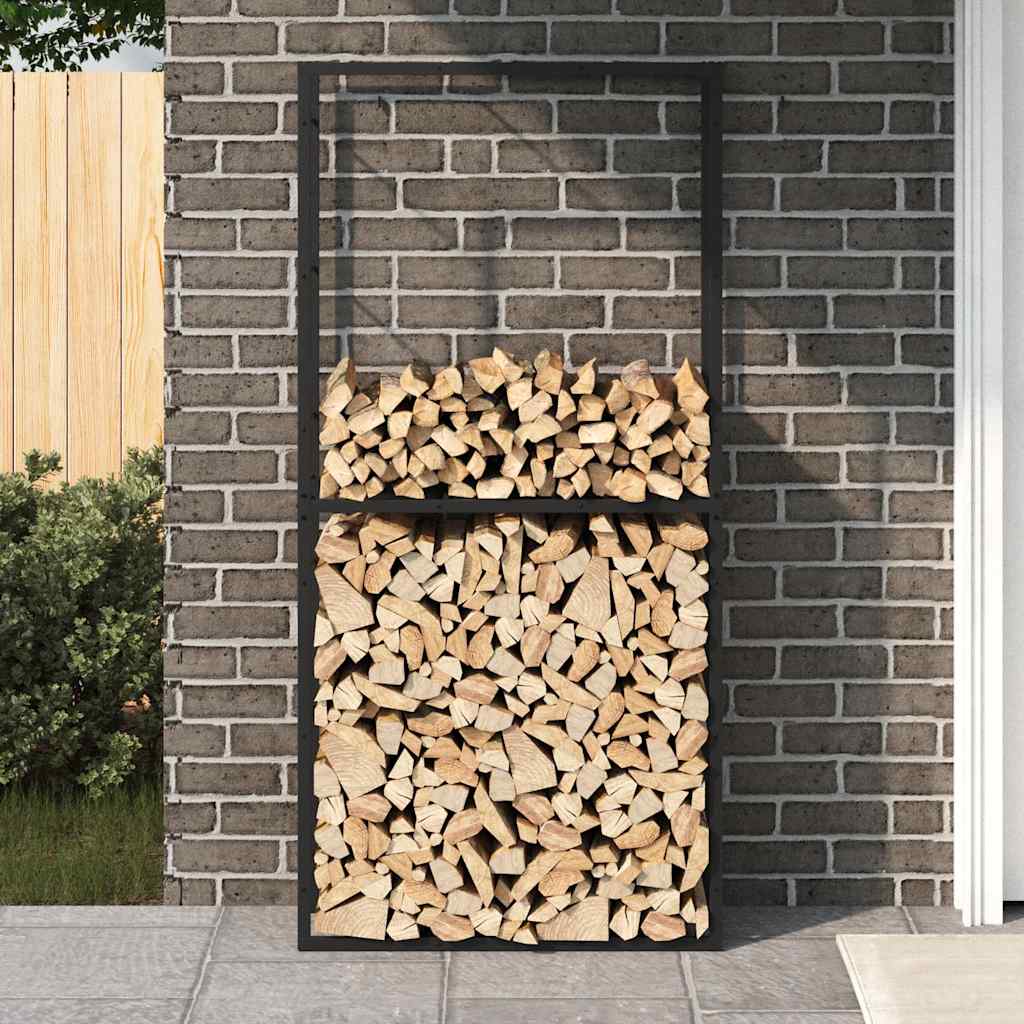 Ράφι για καυσόξυλα Μαύρο 100x30x209 cm Χάλυβας - Pakobazaar