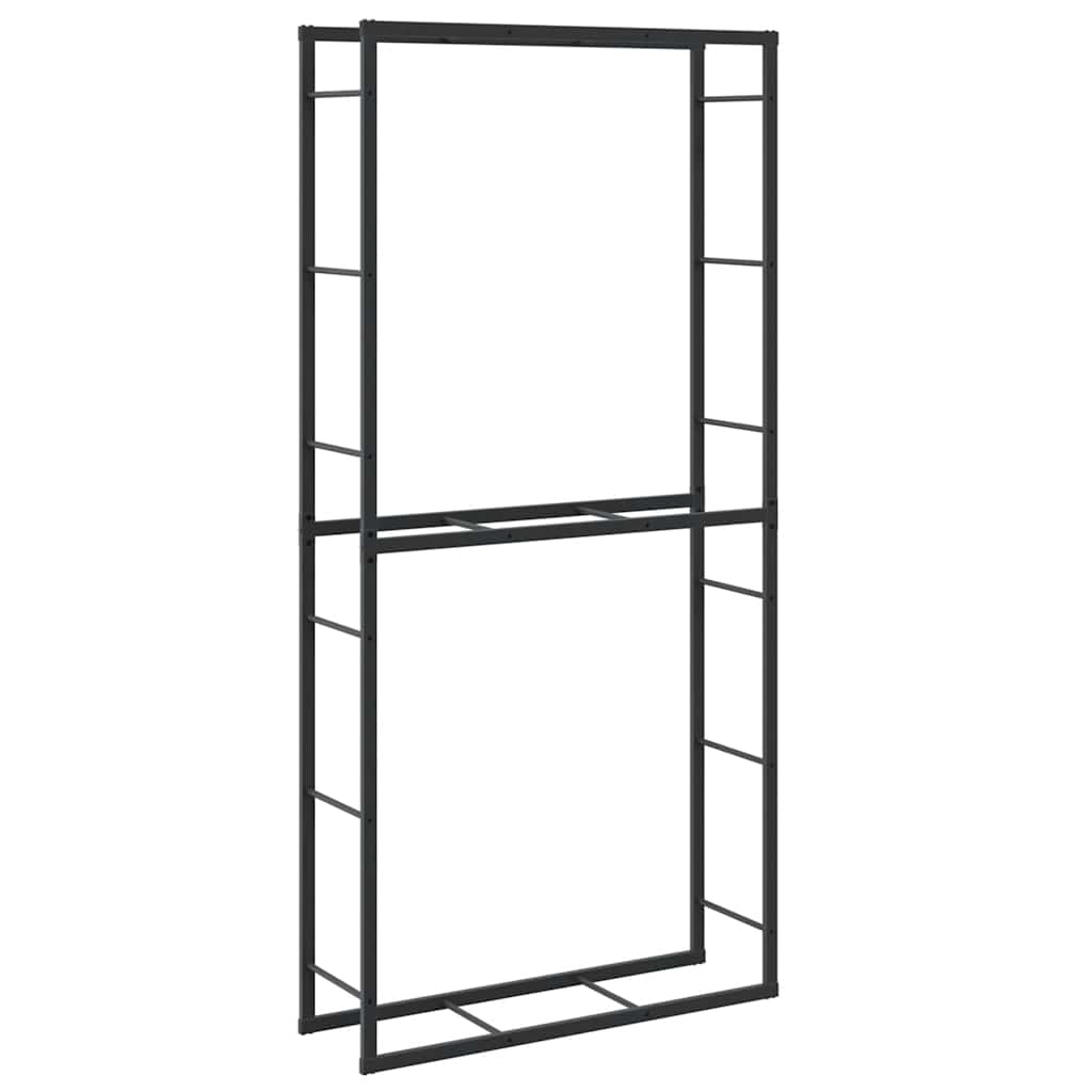 Ράφι για καυσόξυλα Μαύρο 100x30x209 cm Χάλυβας - Pakobazaar
