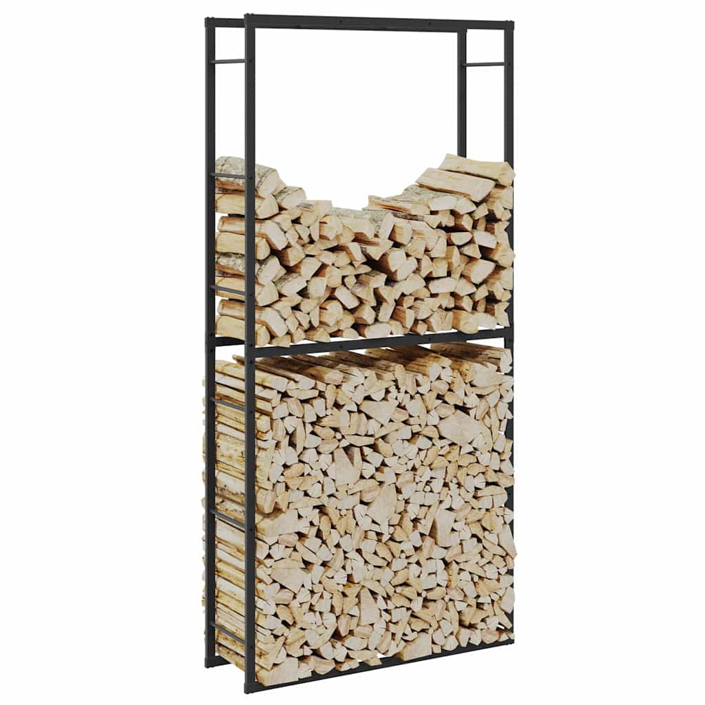 Ράφι για καυσόξυλα Μαύρο 100x30x209 cm Χάλυβας - Pakobazaar