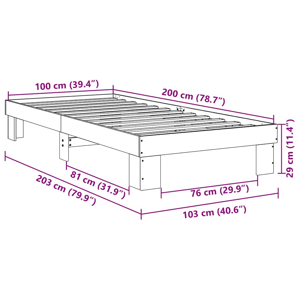 Πλαίσιο κρεβατιού χωρίς στρώμα 100x200 cm μασίφ ξύλο δρυς