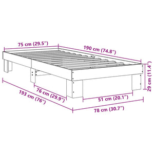 Πλαίσιο κρεβατιού  χωρίς στρώμα 75x190 cm μασίφ ξύλο δρυς - Pakobazaar