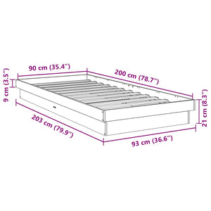 Πλαίσιο κρεβατιού χωρίς στρώμα 90x200 cm Στερεό ξύλο δρυός