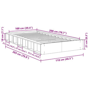 Πλαίσιο κρεβατιού χωρίς στρώμα 100x200 cm μασίφ ξύλο δρυς