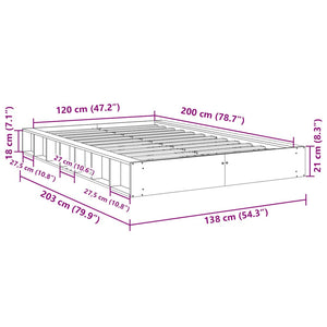 Πλαίσιο κρεβατιού χωρίς στρώμα 120x200 cm μασίφ ξύλο δρυς