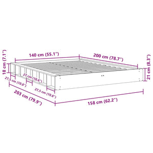 Πλαίσιο κρεβατιού χωρίς στρώμα 140x200 cm μασίφ ξύλο δρυς