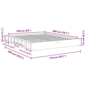 Πλαίσιο κρεβατιού χωρίς στρώμα 160x200 cm μασίφ ξύλο δρυς