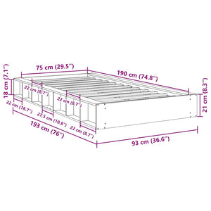 Πλαίσιο κρεβατιού  χωρίς στρώμα 75x190 cm μασίφ ξύλο δρυς