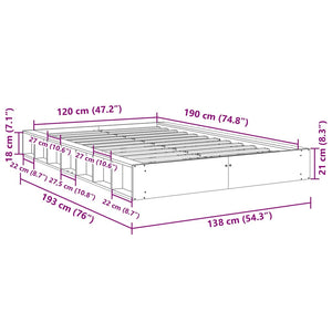 Πλαίσιο κρεβατιού χωρίς στρώμα 120x190 cm μασίφ ξύλο δρυς