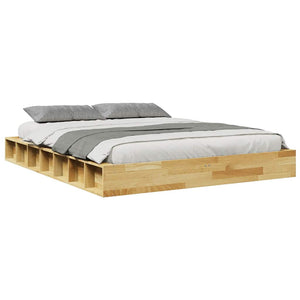 Πλαίσιο κρεβατιού χωρίς στρώμα 135x190 cm μασίφ ξύλο δρυς