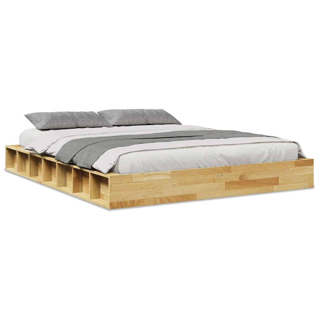 Πλαίσιο κρεβατιού  χωρίς στρώμα 140x190 cm μασίφ ξύλο δρυς