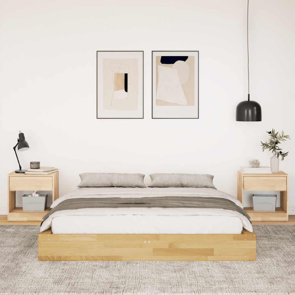 Πλαίσιο κρεβατιού  χωρίς στρώμα 140x190 cm μασίφ ξύλο δρυς