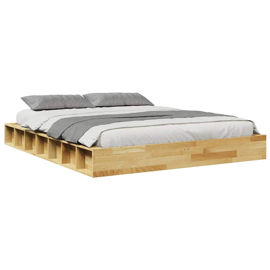Πλαίσιο κρεβατιού  χωρίς στρώμα 140x190 cm μασίφ ξύλο δρυς