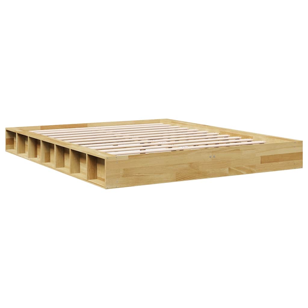 Πλαίσιο κρεβατιού  χωρίς στρώμα 140x190 cm μασίφ ξύλο δρυς