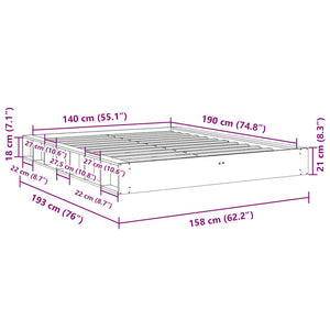 Πλαίσιο κρεβατιού  χωρίς στρώμα 140x190 cm μασίφ ξύλο δρυς