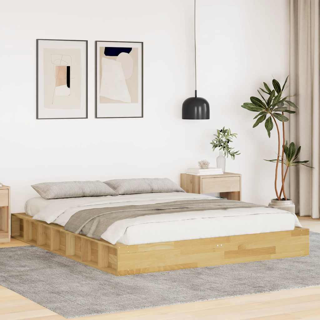 Πλαίσιο κρεβατιού  χωρίς στρώμα 140x190 cm μασίφ ξύλο δρυς