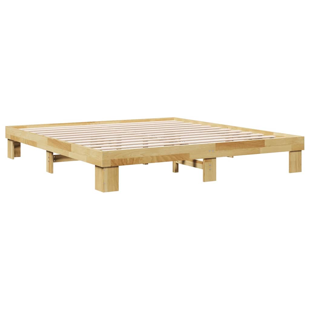 Πλαίσιο κρεβατιού χωρίς στρώμα 200x200 cm μασίφ ξύλο δρυς