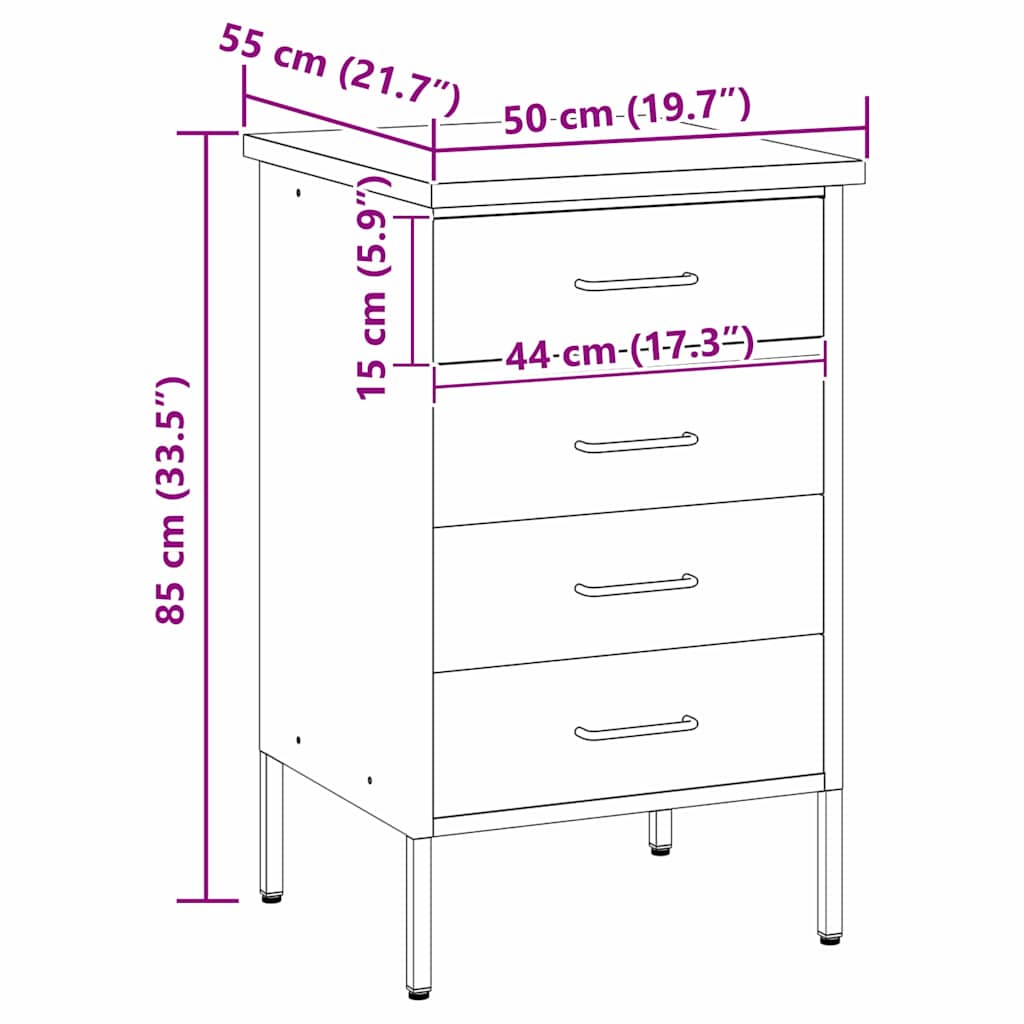 Πάγκος εργασίας με συρτάρι Μαύρο και Γκρι 50 x 55 x 85 εκ. - Pakobazaar