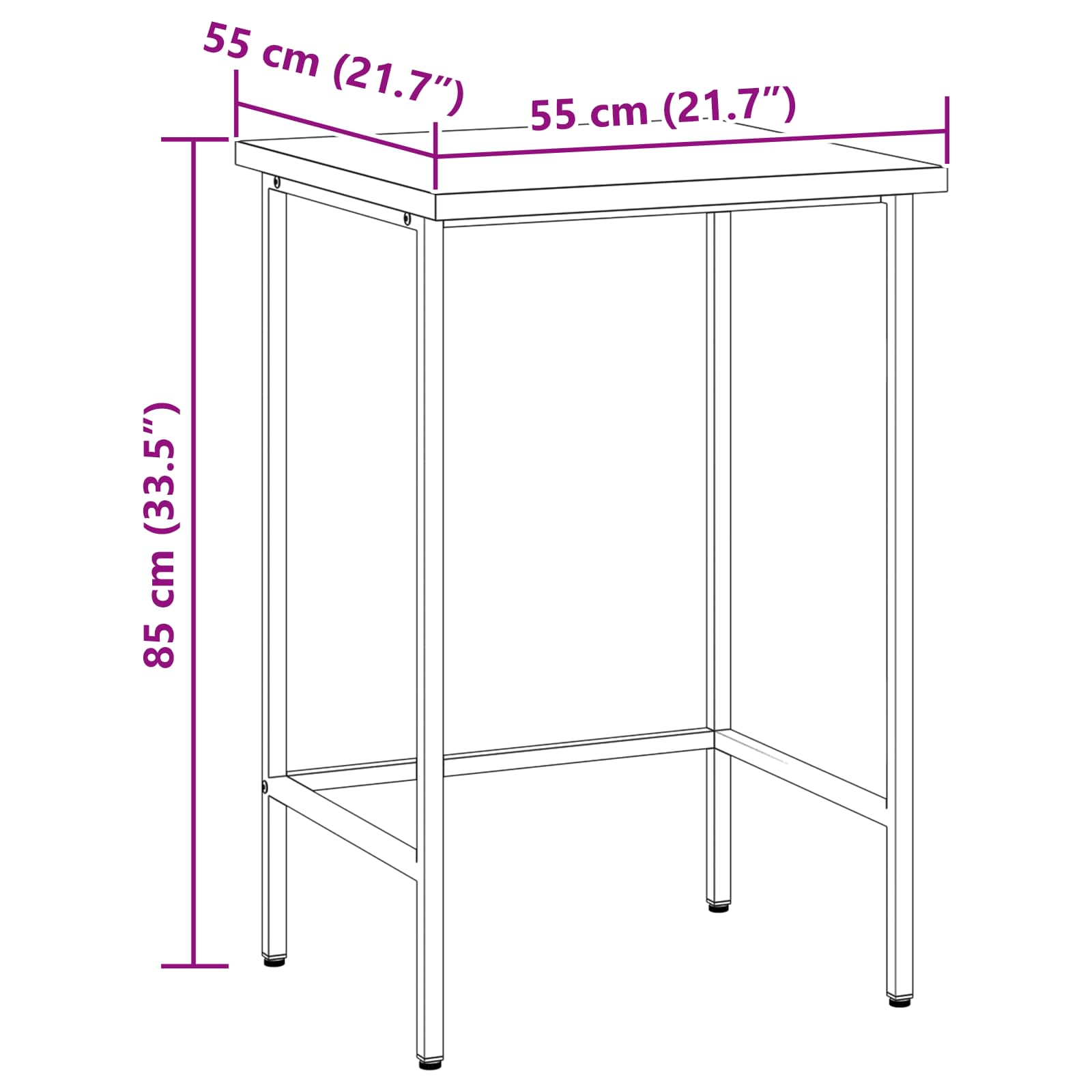 Γωνιακό τραπέζι Γκρι 55 x 55 x 85 cm Χάλυβας και Μηχανικά Ξύλα - Pakobazaar