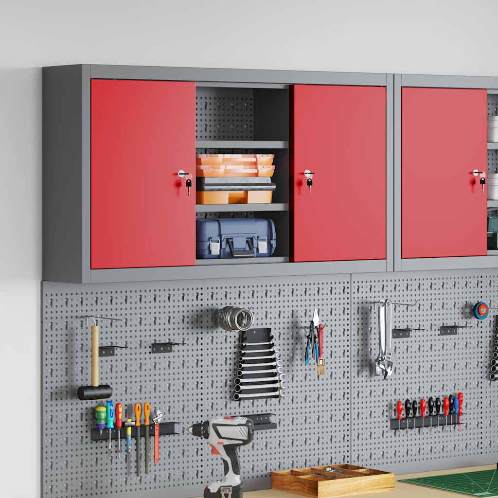 Ντουλάπα εργαλείων με ράφι Κόκκινο και Γκρι 50 x 20 x 55 εκ. - Pakobazaar