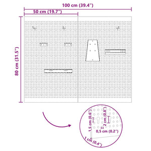 Πάνελ Τοίχου Εργαλείων 2 pcs Γκρι 100 x 1 x 80 εκ - Pakobazaar