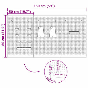 Πάνελ Τοίχου Εργαλείων 3 τμχ. Γκρι 150 x 1 x 80 εκ - Pakobazaar
