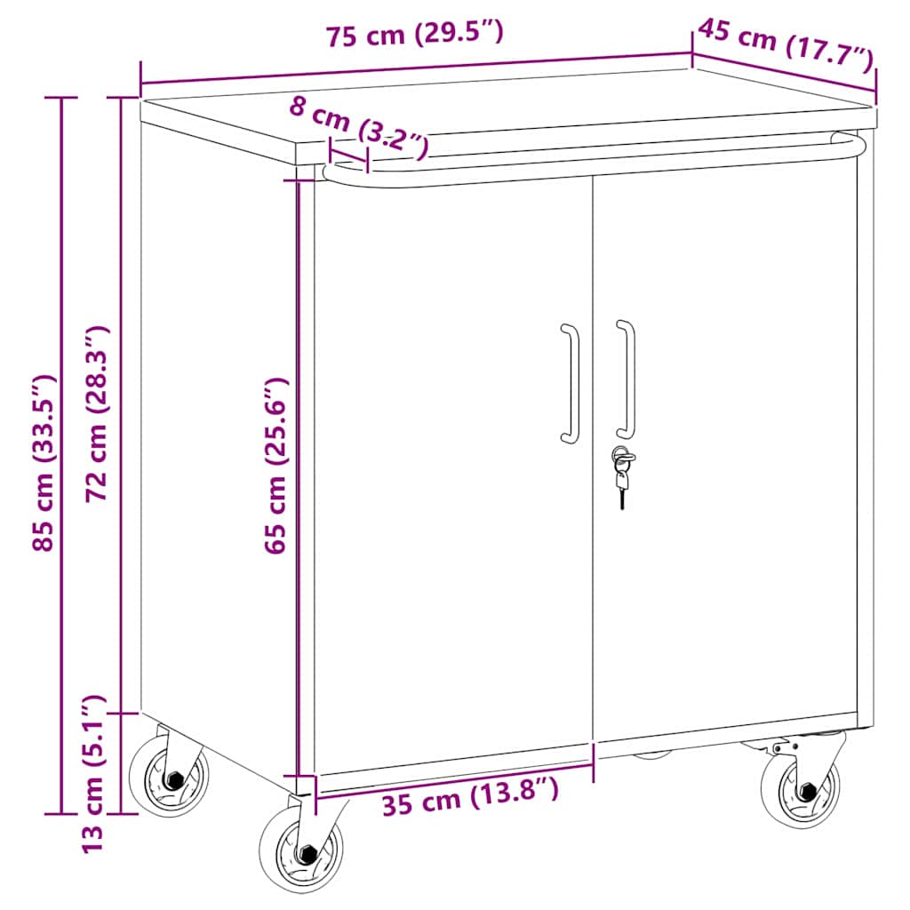 Πάγκος Εργαστηρίου με ράφι Μαύρο και Γκρι 75 x 45 x 85 εκ.