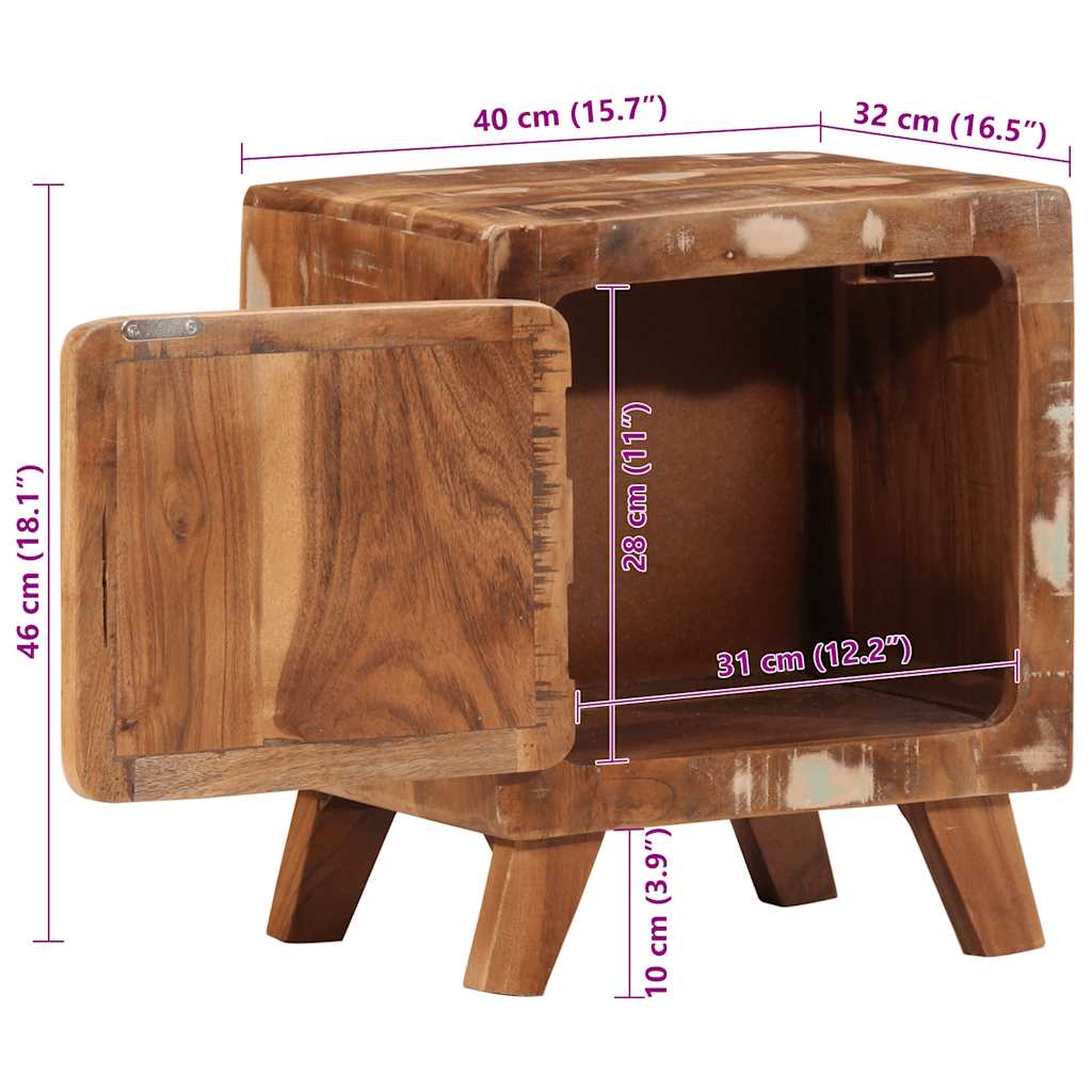 Κομοδίνο 2 τεμάχια 40x32x46 cm Στερεό ξύλο ανακυκλωμένο