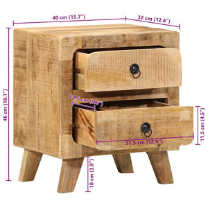 Κομοδίνο 2 τεμάχια 40x32x46 cm Στερεό ξύλο Rough Mango - Pakobazaar