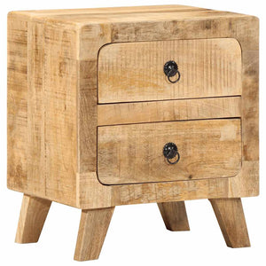 Κομοδίνο 2 τεμάχια 40x32x46 cm Στερεό ξύλο Rough Mango - Pakobazaar