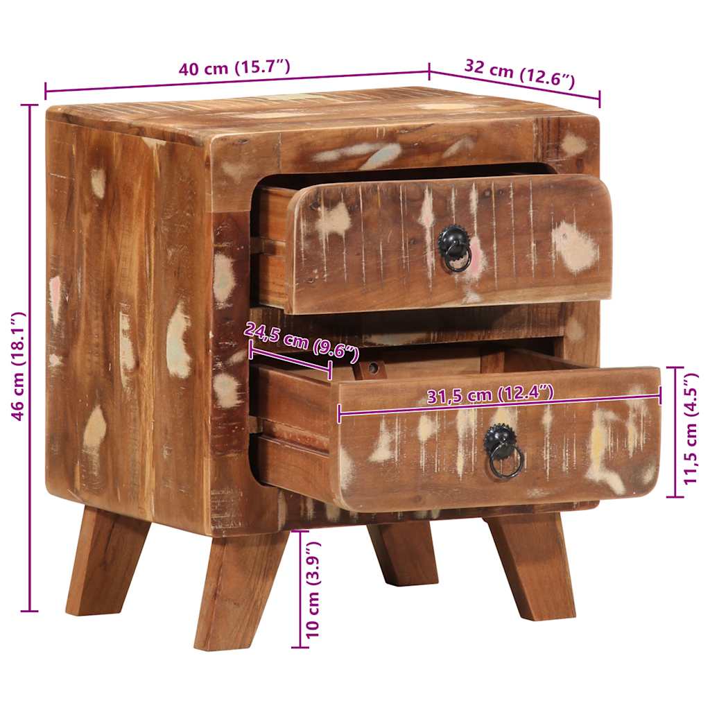 Κομοδίνο 40x32x46 cm Στερεό ξύλο αναγεννημένο