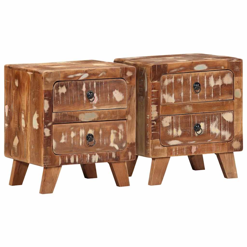 Κομοδίνο 2 τεμάχια 40x32x46 cm Στερεό ξύλο ανακυκλωμένο