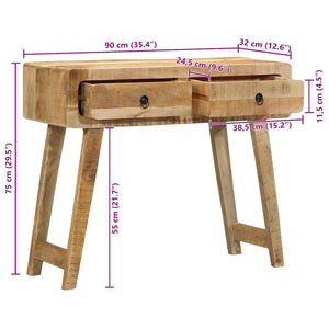 Τραπέζι κονσόλας 90x32x75 cm από μασίφ ξύλο Rough Mango - Pakobazaar
