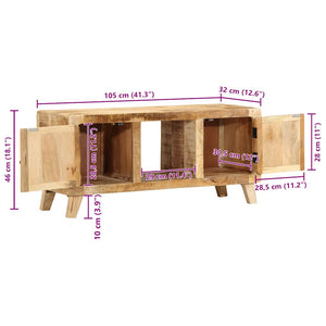 ντουλάπι τηλεόρασης  105x46x32 cm μασίφ ξύλο ακατέργαστο μάνγκο - Pakobazaar